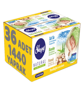 Sleepy Islak Havlu Mendil Pamuklu Yenidoğan Naturel Bambu 40 Yaprak 36 Lı Set (1440 Yaprak)