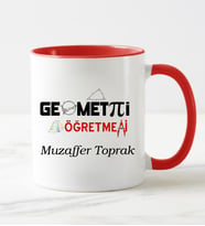 Geometri Öğretmeni Kupa Bardağı Kırmızı