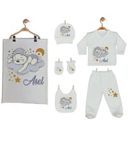 Pia Baby GL 2002 İsme Özel Ayıcıklı Battaniye Zıbın Set