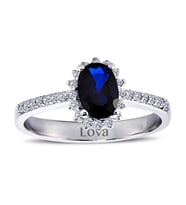 Lova Pırlantalı Oval Safir Anturaj Yüzük - 1040087