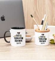 Tekstil Teknolojisi Öğretmeni Siyah Kupa Bardak Ve Kalemlik Hediye Seti