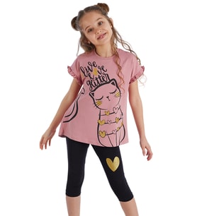 Love Cat Kız Çocuk T-shirt Tayt Takım