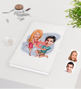 BK Gift Kişiye Özel Sevgililer Karikatürlü Beyaz Defter-19