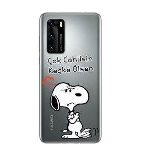 Snoopy Tasarımlı Süper Şeffaf Silikon Telefon Kılıfı Huawei P40