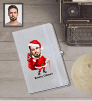 Kişiye Özel Yılbaşı Erkek Karikatürlü Gri Defter Model-1