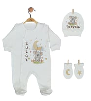 Pia Baby GL 1911-01 İsme Özel Üçlü Tulum Set