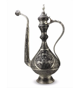 Sultan Keski Kuş İşlemeli Antep Bakır ibrik