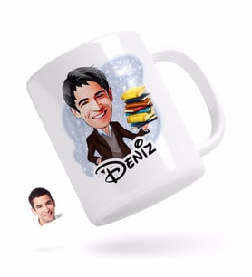 BK Gift Kişiye Özel Erkek Öğretmen Karikatürlü Beyaz Kupa Bardak