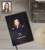 Kişiye Özel Öğretmen Karikatürlü Siyah Defter Bayan-4