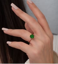 Rose Altın Kaplama Yeşil Zirkon Taşlı Lotus Çiçeği Kadın Yüzük
