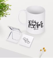 BK Gift Kişiye Özel İngilizce Öğretmeni Beyaz Kupa Ayna Seti-15 (Model 1)