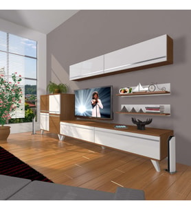 Decoraktiv Eko 6y Mdf Std Retro Tv Ünitesi Tv Sehpası (Beyaz - Kahverengi)