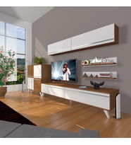 Decoraktiv Eko 6y Mdf Std Retro Tv Ünitesi Tv Sehpası (Beyaz - Kahverengi)