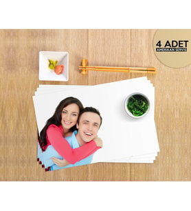 BK Gift Kişiye Özel Fotoğraflı 4 Adet Amerikan Servis Seti