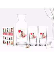 BK Gift Kişiye Özel Renkli Baskılı İsimli Fotoğraflı İkili Rakı Bardağı Karaf ve Cep Kitabı Hediye Seti-29 (Model 1)