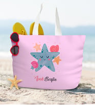 BK Gift Kişiye Özel İsimli Pudra Pembe Fermuarlı Plaj Çantası-4