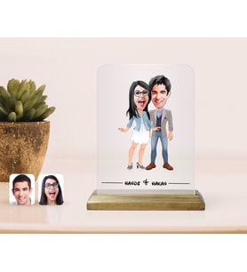 BK Gift Kişiye Özel Sevgililer Karikatürlü Çerçeve-81 (Beyaz)