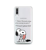 Snoopy Tasarımlı Süper Şeffaf Silikon Telefon Kılıfı Samsung A70