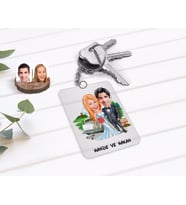 BK Gift Kişiye Özel Sevgililer Günü Evleniyoruz Karikatürlü Şeffaf Pleksi Anahtarlık-1 (Beyaz)