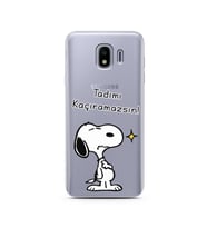 Snoopy Tasarımlı Süper Şeffaf Silikon Telefon Kılıfı Samsung J4