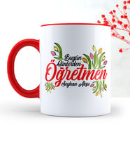BK Gift Kişiye Özel Bugün Günlerden Öğretmen Kırmızı Kupa Bardak  1