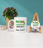 Petrol Ve Doğalgaz Mühendisi Kupa Bardak ve Ahşap Anahtarlık Seti