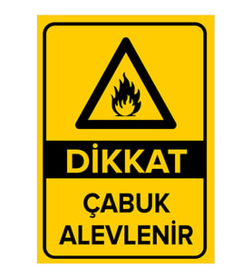 MIGNATIS - Dikkat Çabuk Alevlenir Levhası - Sac Malzeme 50x70cm