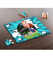 BK Gift Kişiye Özel Kadın En İyi Öğretmen Karikatürlü Ahşap Puzzle-1