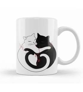 Aşk Kediler Blazing Cat Love Kupa Bardak Porselen