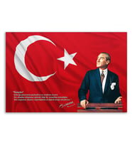 ''Güner Ofis'' Atatürk Tablosu Deri Üzerine Kanvas Tablo 80x130