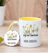 Sınıf Öğretmeni Sarı Kupa Bardak Ve Anahtarlık Set