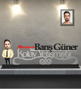 Kişiye Özel İş Adamı Karikatürlü Kolay Yetişmiyor Ahşap Biblo Bay-23