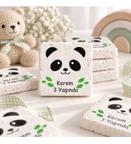 30 Adet Kişiye Özel Baskılı Doğal Taş Magnet 5x5cm Doğum Günü, Hoşgeldin Bebek (Beyaz)