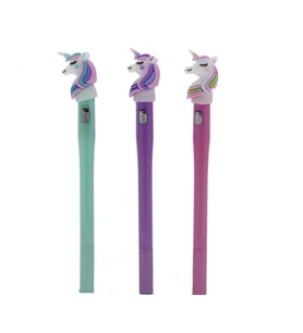 3 Adet Led Işıklı Unicorn At Tükenmez Kalem