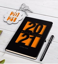 BK Gift Kişiye Özel 2024 Mutlu Yıllar Siyah Defter Kalem ve Anahtarlık Hediye Seti-7 (Model 1)