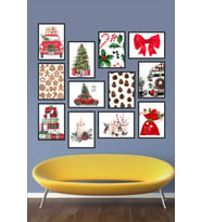 12 Parça Çerçeve Görünümlü Mdf Tablo Seti / Yılbaşı Yeniyıl Noel Chiristmas Hediye Duvar Dekoru TB-040