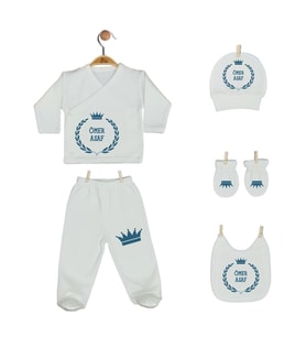 Pia Baby GL 2008 İsme Özel Taçlı Beşli Zıbın Set