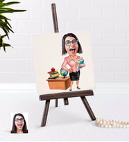 BK Gift Kişiye Özel Bayan Öğretmen Karikatürlü Şovaleli Doğal Taş-5 (Beyaz)
