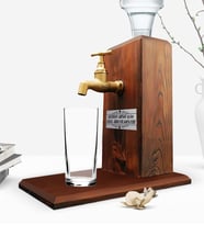 BK Gift Kişiye Özel Üretim Musluklu Doğal Ahşap Rakı Standı - Ceviz (Kahverengi)