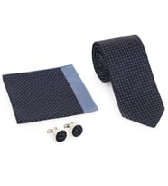 Lacivert Kravat Kol Düğmesi Hediyelik Set-Brianze KMK-16