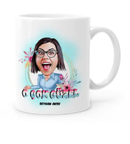 BK Gift Kişiye Özel O Çok Güzel Karikatür Beyaz Kupa Bardak  1