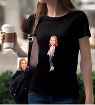 BK Gift Kişiye Özel Bayan Karikatürlü Siyah T-Shirt-11