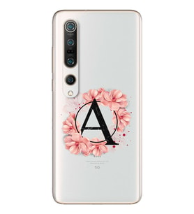 Pembe Çiçekli Harf Tasarım Süper Şeffaf Silikon Telefon Kılıfı Xiomai Mi10- Mi 1