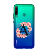 Pembe Çiçekli Harf Tasarım Süper Şeffaf Silikon Telefon Kılıfı Huawei P40 Lite E