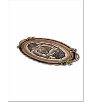 Gül Çiçek Oval Bakır Tepsi 37 cm x 22 cm
