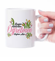 BK Gift Kişiye Özel Bugün Günlerden Öğretmen Beyaz Kupa Bardak  1