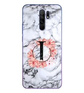 Mermer Çiçekli Harf Tasarım Süper Şeffaf Silikon Telefon Kılıfı Xiomai Redmi 9 I