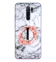 Mermer Çiçekli Harf Tasarım Süper Şeffaf Silikon Telefon Kılıfı Xiomai Redmi 9 I