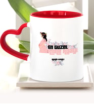 BK Gift Kişiye Özel En Güzel Anne Adayı Kırmızı Kalpli Kupa Bardak  2