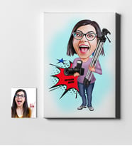 BK Gift Kişiye Özel Bayan Profesyonel Fotoğrafçı Karikatür Kanvas Tablo 50x70cm 1